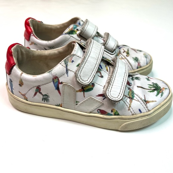RARE Veja x G. Kero Kids Parrot Leather Sneakers Velcro Size 32 - US 1 - Picture 2 of 12